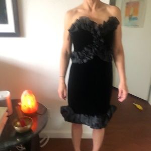 Saint Laurent velvet cocktail dress strapless